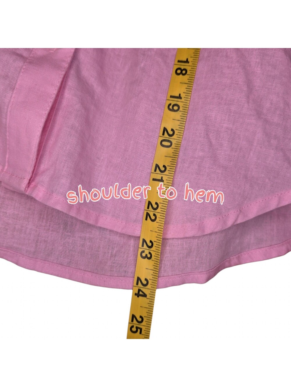 Love Tree Small Pink Linen Blend Button Up Blouse Short Sleeve Coastal Casual - Picture 6 of 9